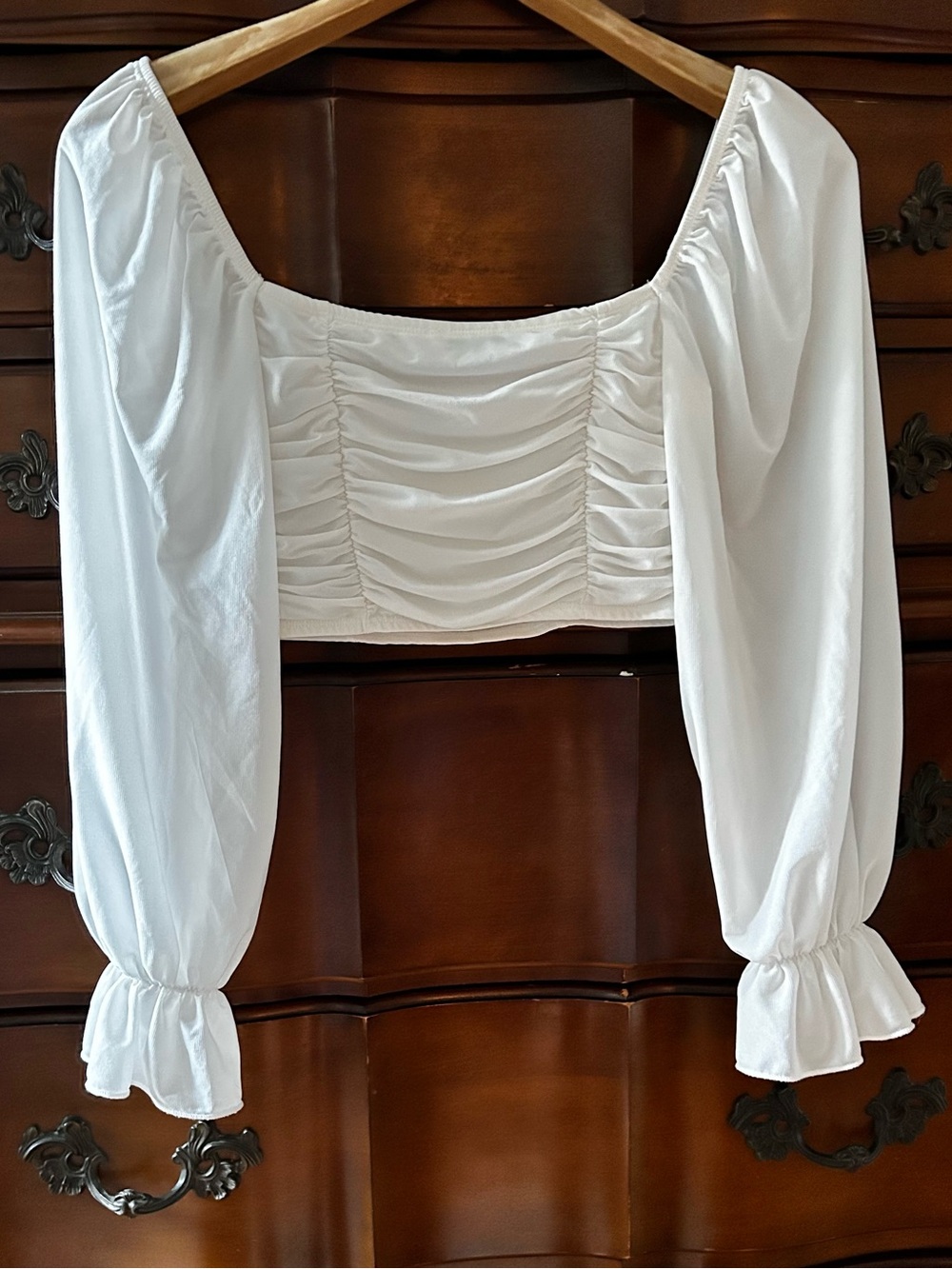 🤍 Ivory/Off-White Milkmaid Crop Top -Size Small - Picture 3 of 5